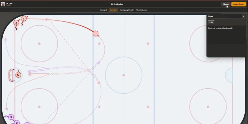 An interactive JB_Play session with drill tabs and notes open
